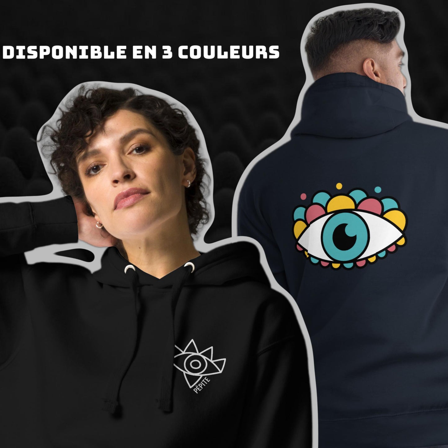 BRODÉ EYE 👁️🗨️ HOODIE UNISEX - OPEN YOUR EYES - 100% coton - 3 couleurs